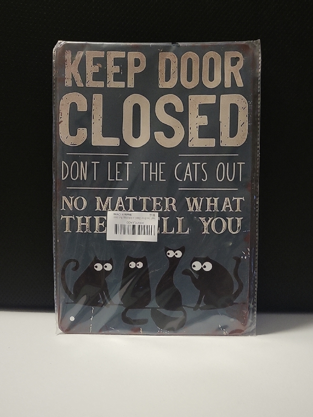 Keep Door Closed - Black Cat Wall Sign